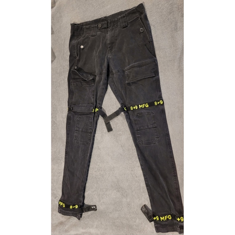 8 &9 MFG Strapped Up Slim Utility Pant Vintage Washed BLACK